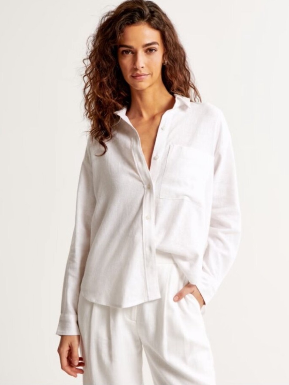 ABERCROMBIE & FITCH LINEN BLEND BUTTON SHIRT SIZE SMALL EUC